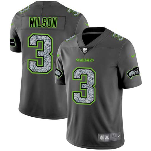 Men Seattle Seahawks 3 Wilson Nike Teams Gray Fashion Static Limited NFL Jerseys